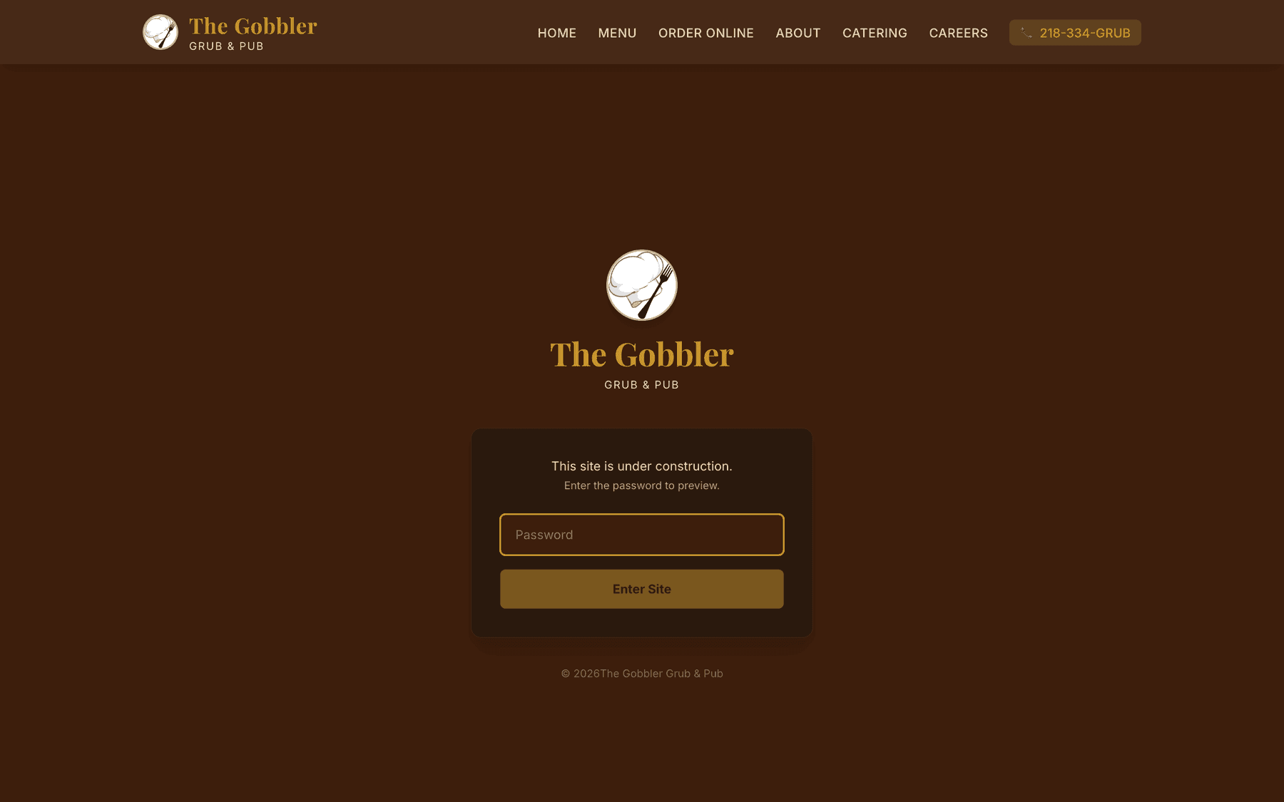 The Gobbler Grub & Pub restaurant website