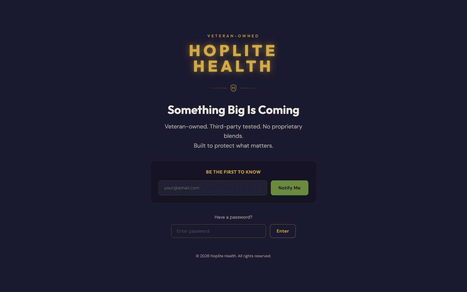 Hoplite Health supplement brand website
