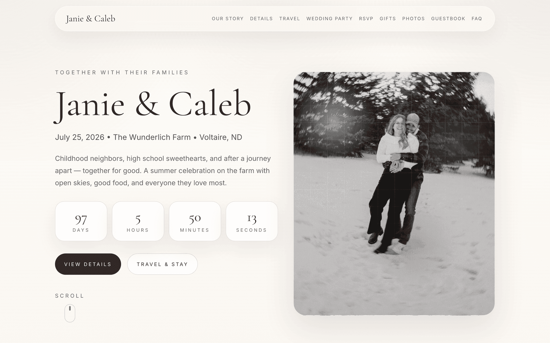 Janie and Caleb wedding website