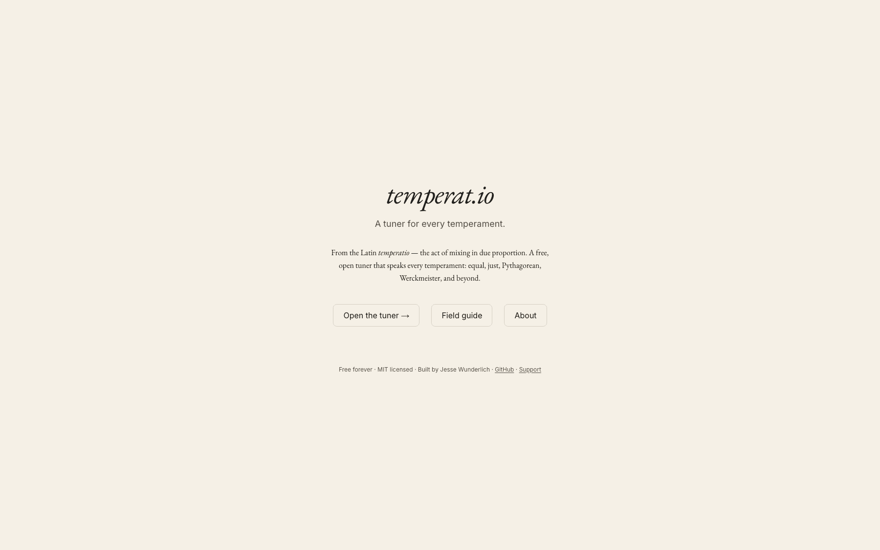Temperat.io — microtonal tuner for every temperament
