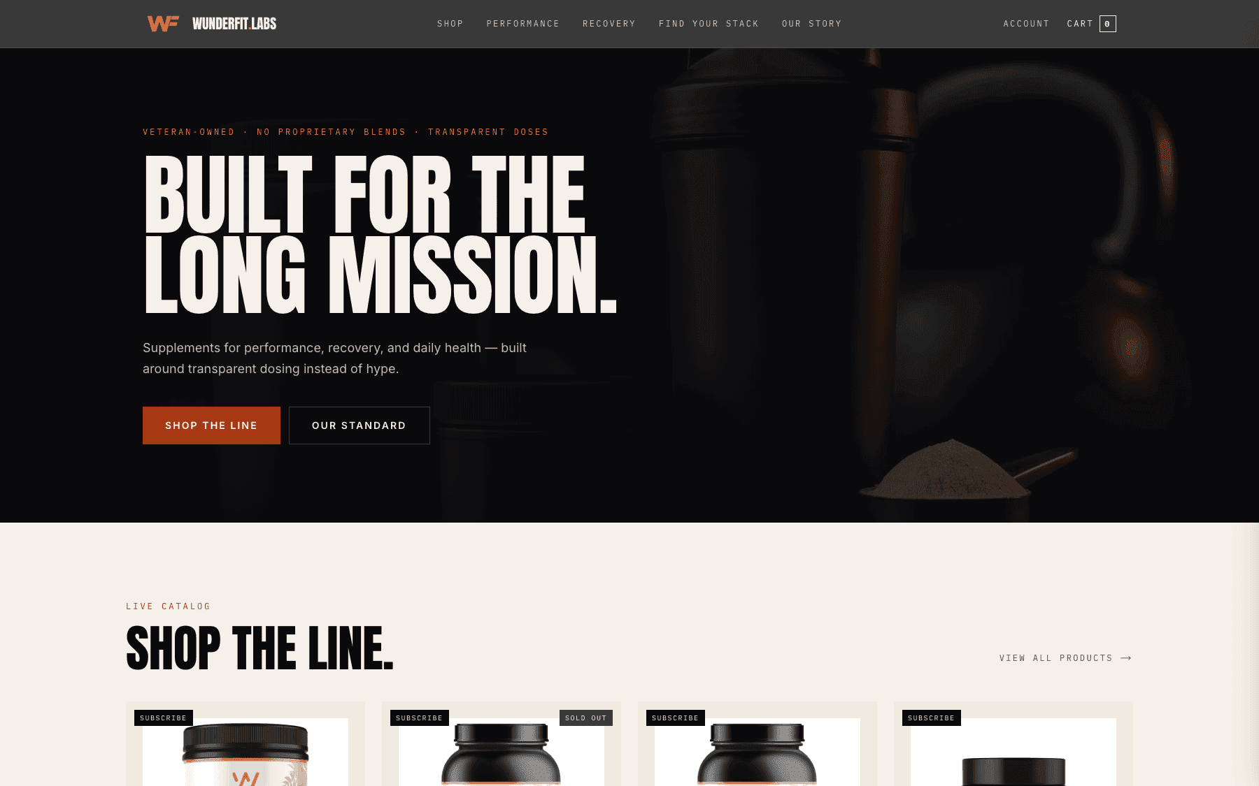 WunderFit Labs supplement brand website